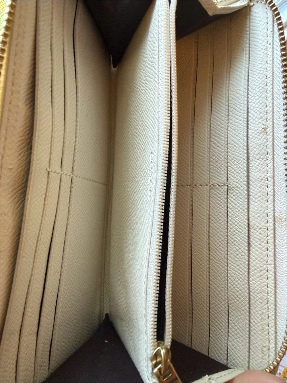 Coach Signature Continental Zip Wallet in Khaki/Tan